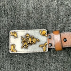Vintage Angel Ranch Leather Embossed Belt with Horse Belt Buckle